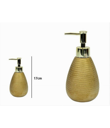 Dispenser Per Sapone Liquido Accessorio Dorato Rigato Moderno Arredo Bagno 59934
