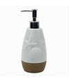 Dispenser Per Sapone Liquido Bianco Decoro Marino Base Rigata Marrone Bagno 79268
