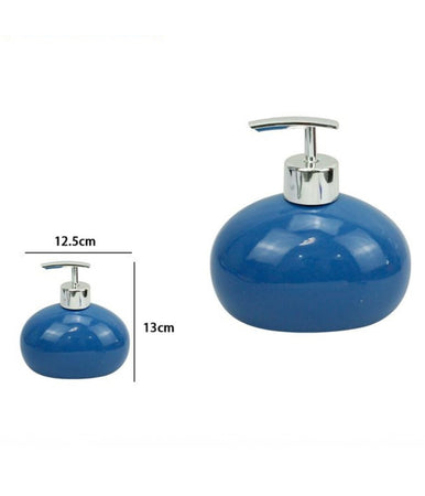Dispenser Per Sapone Liquido In Ceramica Blu Dosatore Moderno Arredo Bagno 79256