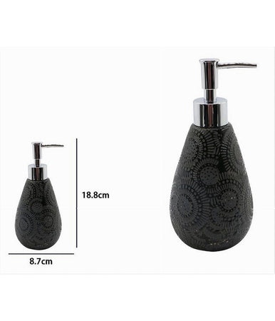 Dispenser Per Sapone Liquido Motivo Etnico Nero Accessori Per Arredo Bagno 79963