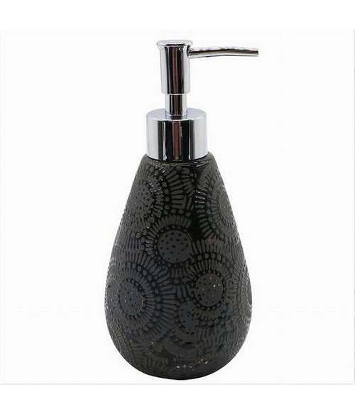 Dispenser Per Sapone Liquido Motivo Etnico Nero Accessori Per Arredo Bagno 79963