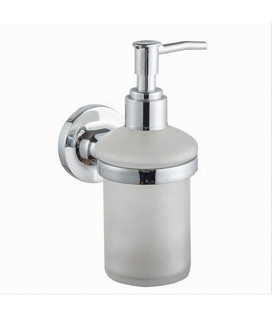 Dispenser Porta Sapone Liquido A Parete Acciaio Bicchiere Vetro Satinato 79805