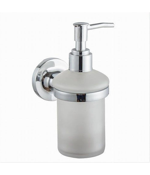 Dispenser Porta Sapone Liquido A Parete Acciaio Bicchiere Vetro Satinato 79805