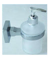 Dispenser Porta Sapone Liquido Acciaio Vetro Satinato Fissaggio Parete Bagno 52207a