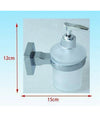 Dispenser Porta Sapone Liquido Acciaio Vetro Satinato Fissaggio Parete Bagno 52207a