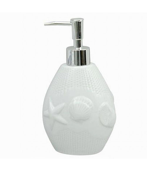 Dispenser Porta Sapone Liquido Arredo Bagno Bianca Decorata Stile Marino 79281