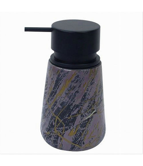 Dispenser Porta Sapone Liquido Arredo Bagno Effetto Marmorizzato Nero Oro 59891
