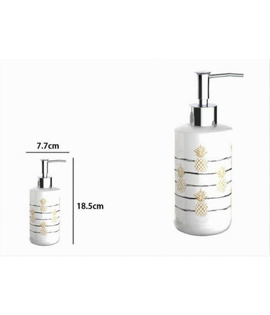 Dispenser Porta Sapone Liquido Bianco Ananas Accessorio Per Arredo Bagno 69752