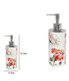 Dispenser Porta Sapone Liquido Bianco Con Fiori Accessori Per Bagno Arredo 69922