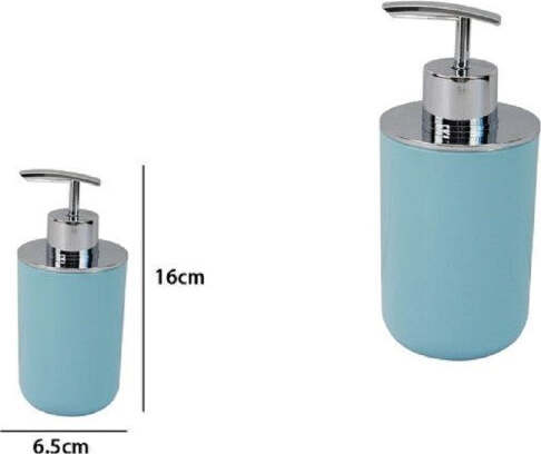 Dispenser-Porta-Sapone-Liquido-Celeste-Silver-Per-Ricambio-Accessori-Bagno-79886