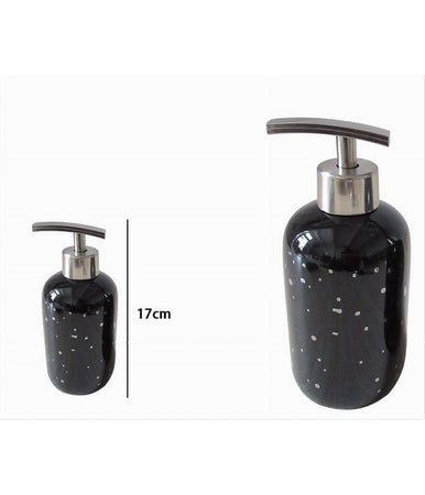 Dispenser Porta Sapone Liquido Nero Macchiato Argento Bagno Moderno Arredo 59930