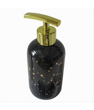 Dispenser Porta Sapone Liquido Nero Macchiato Dorato Bagno Moderno Arredo 59926