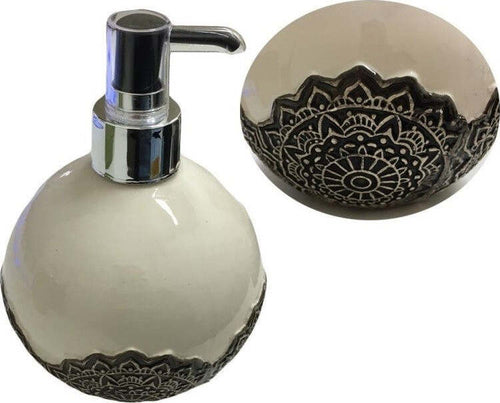 Dispenser Porta Sapone Liquido Portasapone Ceramica Fiore Mandala Sferico Dispenser Sapone Trade Shop italia - Napoli, Commerciovirtuoso.it