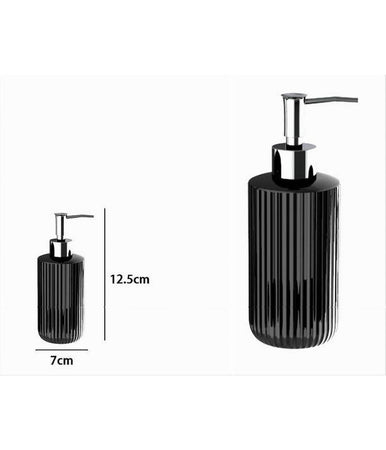 Dispenser Porta Sapone Liquido Portasapone Nero Rigato Accessorio Da Bagno 69746