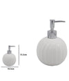 Dispenser Porta Sapone Liquido Sferico Ceramica Rigata Bianco Arredo Bagno 79957