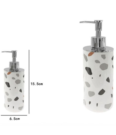 Dispenser Portasapone Cilindrico Graniglia Bianco Multicolore Arredo Bagno 69839
