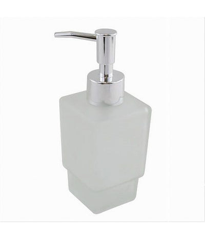 Dispenser Ricambio Porta Sapone Liquido Vetro Satinato Cubico Bagno Accessori 87265