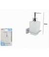 Dispenser Sapone Cubico Da Muro In Acciaio Vetro Satinato 16cm Arredo Bagno 87215