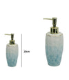Dispenser Sapone Liquido Bagno Bianco Azzurro Con Effetto Pietra Dosatore 79271
