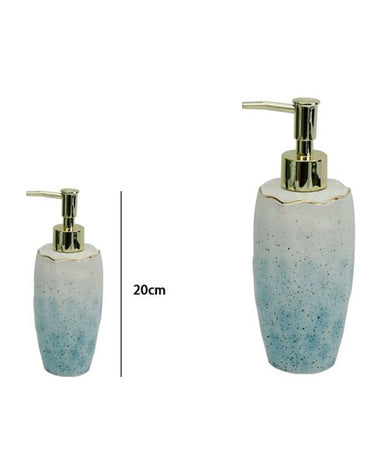 Dispenser Sapone Liquido Bagno Bianco Azzurro Con Effetto Pietra Dosatore 79271