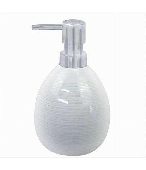 Dispenser Sapone Liquido Ceramica Striato Erogatore Silver Accessori Bagno 59869