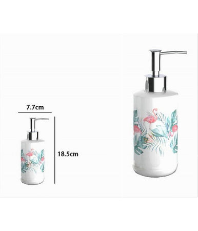 Dispenser Sapone Liquido Fenicotteri Accessorio Porta Sapone Arredo Bagno 69958