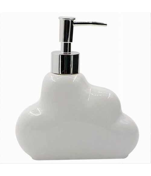 Dispenser Sapone Liquido In Ceramica Bianca Forma Nuvola Accessorio Bagno 79936