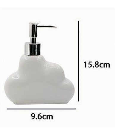 Dispenser Sapone Liquido In Ceramica Bianca Forma Nuvola Accessorio Bagno 79936