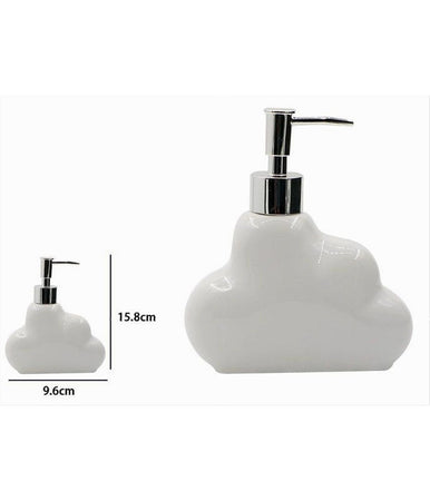 Dispenser Sapone Liquido In Ceramica Bianca Forma Nuvola Accessorio Bagno 79936