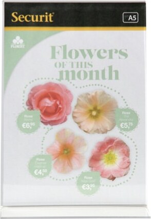 Display PortamenU' a T - 15x21 cm (A5) - Securit Cancelleria e prodotti per ufficio/Archivio ufficio e accessori per scrivania/Accessori da scrivania e archiviazione/Portabrochure Eurocartuccia - Pavullo, Commerciovirtuoso.it