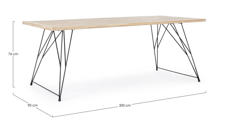 Tavolo District rettangolare, con gambe, piano in rubber wood, stile vintage