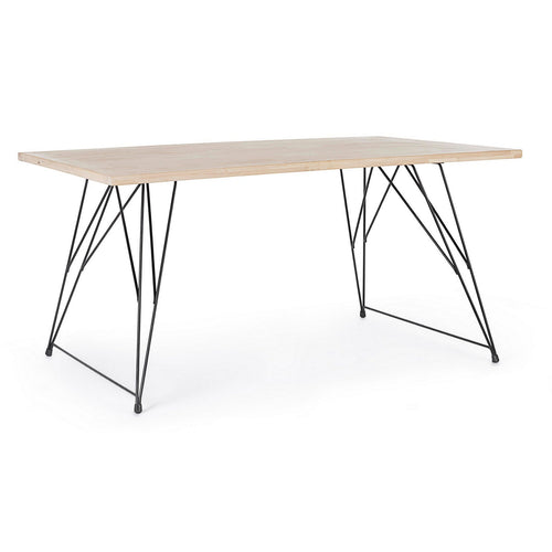 Tavolo District rettangolare, con gambe, piano in rubber wood, stile vintage