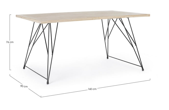 Tavolo District rettangolare, con gambe, piano in rubber wood, stile vintage