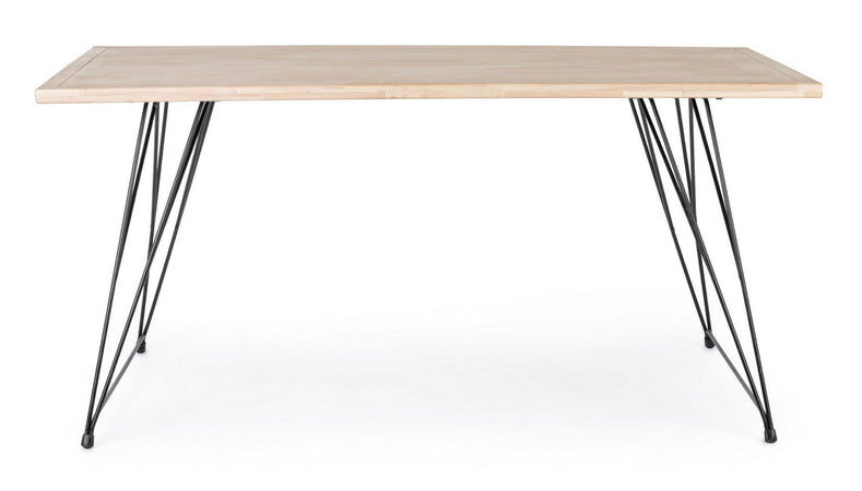 Tavolo District rettangolare, con gambe, piano in rubber wood, stile vintage