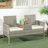 Divanetto-per-Esterni-2-Posti-con-Tavolino-da-Caffè,-in-Acciaio-e-Rattan-PE,-137x59x82-cm,-Grigio-e-Crema-867-181V00GG