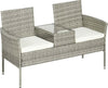Divanetto-per-Esterni-2-Posti-con-Tavolino-da-Caffè,-in-Acciaio-e-Rattan-PE,-137x59x82-cm,-Grigio-e-Crema-867-181V00GG