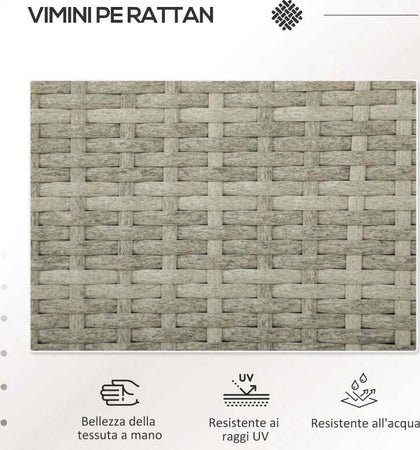 Divanetto-per-Esterni-2-Posti-con-Tavolino-da-Caffè,-in-Acciaio-e-Rattan-PE,-137x59x82-cm,-Grigio-e-Crema-867-181V00GG