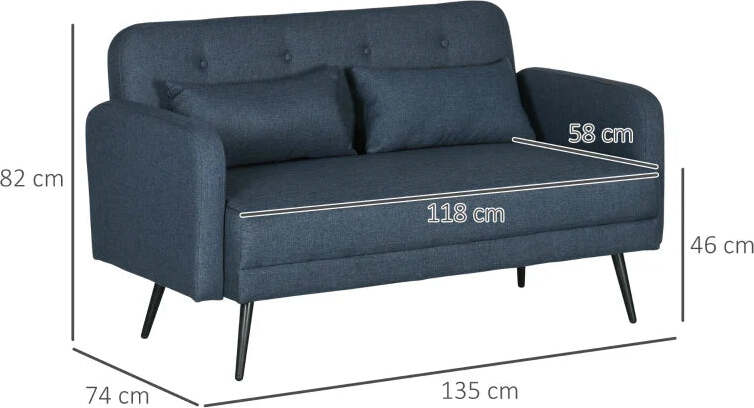 Divano-2-Posti-con-Rivestimento-in-Tessuto-e-2-Cuscini,-135x74x82cm-Blu-Scuro-BN2839-758V02DBHJ2