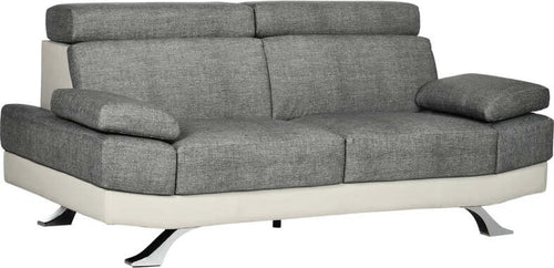 Divano-2-Posti-in-Finta-Pelle-PU-con-Poggiatesta-Regolabile-su-5-Livelli,-189x96.5x84cm,-Grigio-2ID839-612V00GYD22