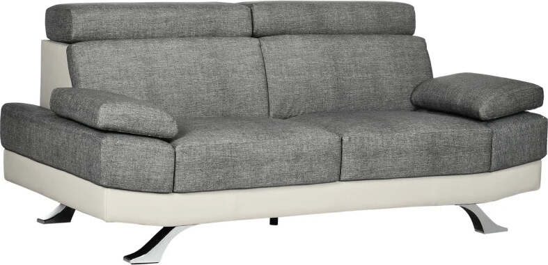 Divano-2-Posti-in-Finta-Pelle-PU-con-Poggiatesta-Regolabile-su-5-Livelli,-189x96.5x84cm,-Grigio-2ID839-612V00GYD22