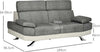 Divano-2-Posti-in-Finta-Pelle-PU-con-Poggiatesta-Regolabile-su-5-Livelli,-189x96.5x84cm,-Grigio-2ID839-612V00GYD22