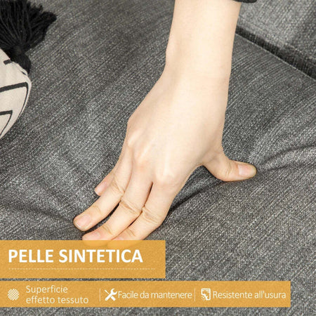 Divano-2-Posti-in-Finta-Pelle-PU-con-Poggiatesta-Regolabile-su-5-Livelli,-189x96.5x84cm,-Grigio-2ID839-612V00GYD22