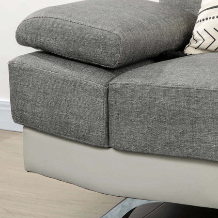 Divano-2-Posti-in-Finta-Pelle-PU-con-Poggiatesta-Regolabile-su-5-Livelli,-189x96.5x84cm,-Grigio-2ID839-612V00GYD22
