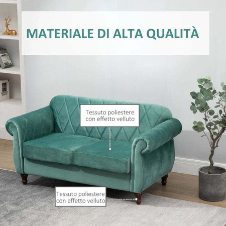 Divano-2-Posti-in-Legno-e-Velluto-Verde,-Spessa-Imbottitura,-Divano-per-2-Persone-Design-Vintage-Rétro,-148-x-72-x-76cm-DY2833-847D2D