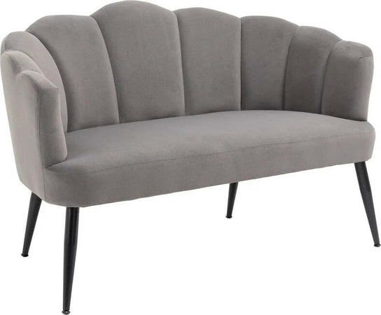 Divano-2-Posti-in-Velluto-con-Gambe-in-Metallo-e-Schienale-a-Conchiglia,-132x66x80cm,-Grigio-RF2839-483V00CGHG2