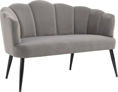 Divano-2-Posti-in-Velluto-con-Gambe-in-Metallo-e-Schienale-a-Conchiglia,-132x66x80cm,-Grigio-RF2839-483V00CGHG2