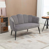 Divano-2-Posti-in-Velluto-con-Gambe-in-Metallo-e-Schienale-a-Conchiglia,-132x66x80cm,-Grigio-RF2839-483V00CGHG2