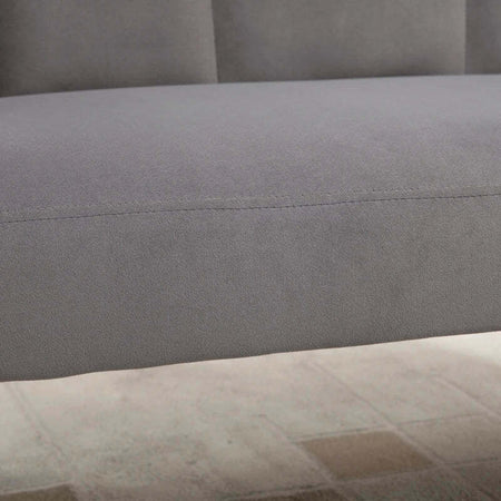 Divano-2-Posti-in-Velluto-con-Gambe-in-Metallo-e-Schienale-a-Conchiglia,-132x66x80cm,-Grigio-RF2839-483V00CGHG2