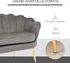 Divano-2-Posti-in-Velluto-e-Gambe-in-Metallo,-Arredamento-Vintage-Casa-e-Ufficio,-133x63x75cm-Grigio-soggiorno-salotto-studio-ingresso-F839-002A