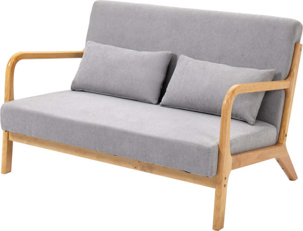 Divano-2-Posti-Moderno-in-Legno-con-Cuscini,-Seduta-Imbottita-e-Tessuto-Effetto-Velluto,-122x71x76-cm,-Grigio-soggiorno-salotto-ufficio-studio-FVA